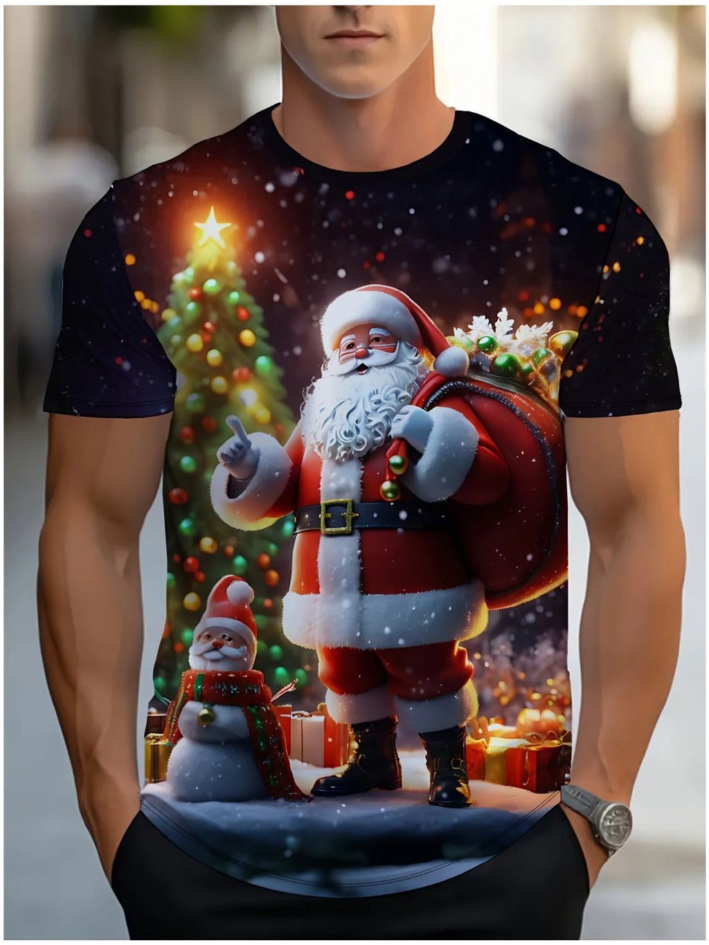 Men's Comic Christmas Graphic Hawaiian Shirt Men Women Fashion Santa Claus Shirt Short Sleeve Blouse Festive Holiday Clothing