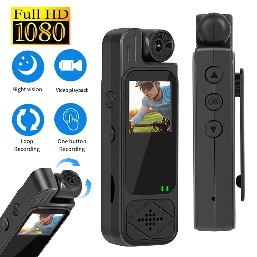 Mini Body Camera 1080P HD Sports Camera Infrared Night Vision Digital Video Recorder 1.3 Inch Bodycam Police Small Camcorder
