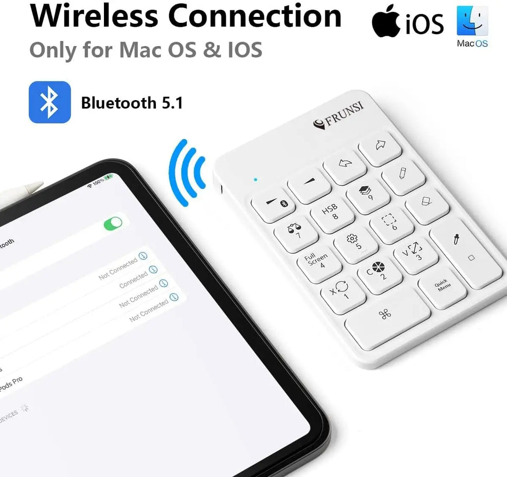 FRUNSI Wireless Bluetooth Shortcut Keyboard for iPad Procreate Graphics Drawing Tablet Painting Mini Portable Rechargeable