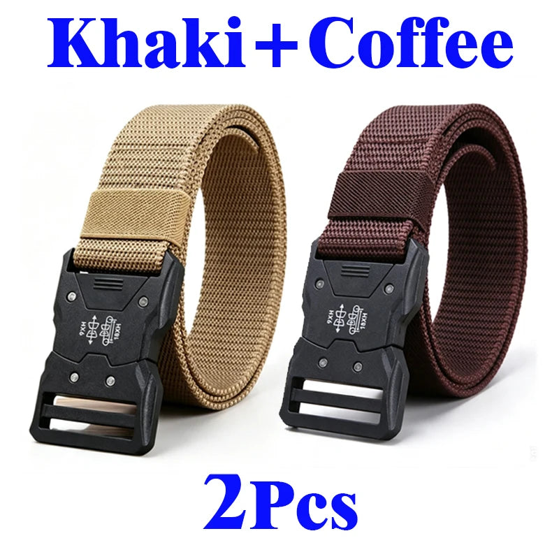 Men's Tactical Belt Versatile Durable Nylon Canvas Belt Outdoor Hunting Automatic Buckle Military Training Pants Belt for Men
