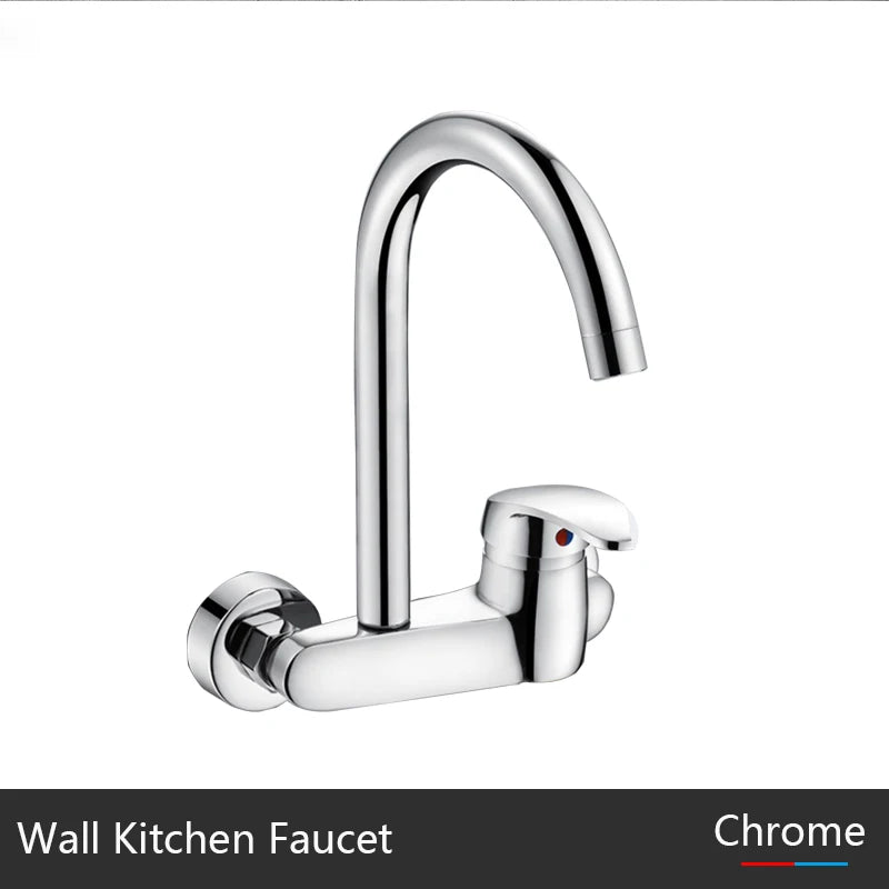 BAKALA Black Brass Chrome Taps For Kitchen Sink Kitchen Tap Chrome Dual Hole Wall Kitchen Mixer Kitchen Faucet Torneira Cozinha