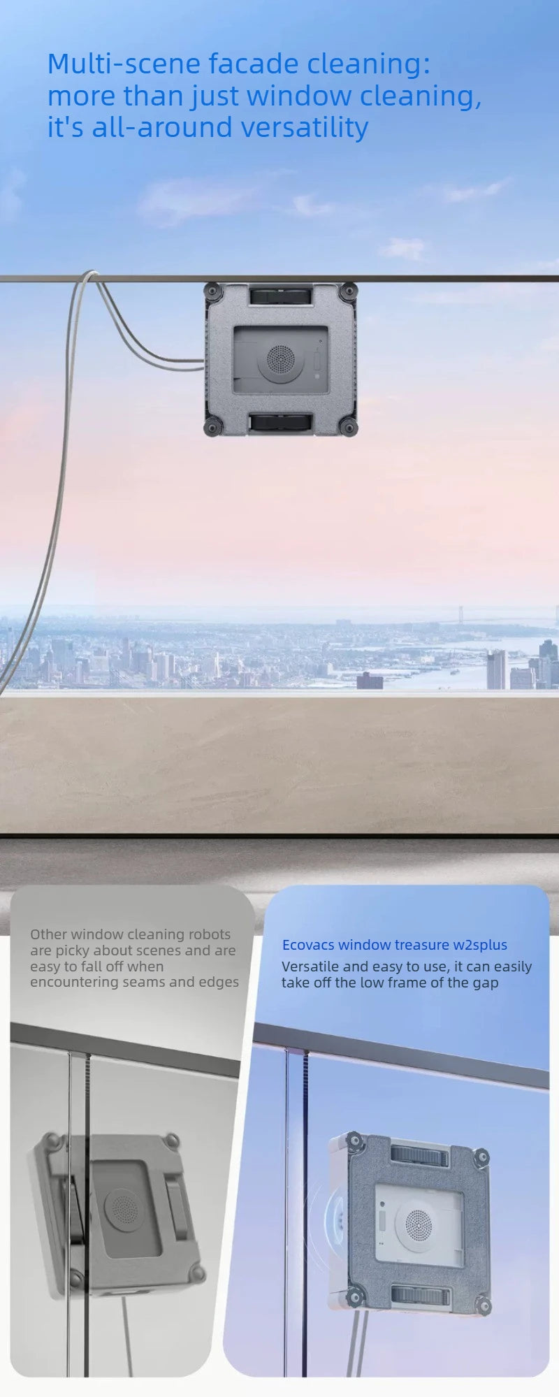 ECOVACS W2S PLUS Window Cleaning Robot Multi functional Automatic Electric Window Glass Cleaner Smart Cleaning Machine