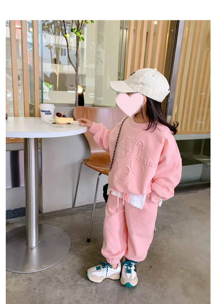 2026 Spring Children's Spring Clothes Round Neck Long Sleeve Sweater Boys and Girls Trendy Baby Stylish Children's Clothing 2PCS