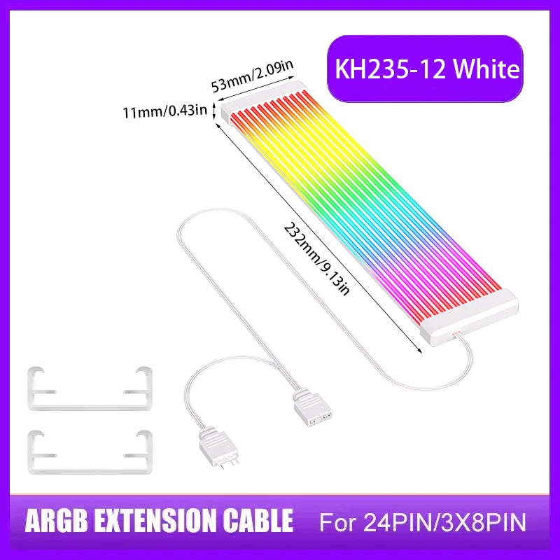 5V 3Pin ARGB Sync PC Cable 8/24PIN Motherboard Power Extension Cable Flexible LED Strip Light DIY Kit Video Card 8Pin 6PIN Cable
