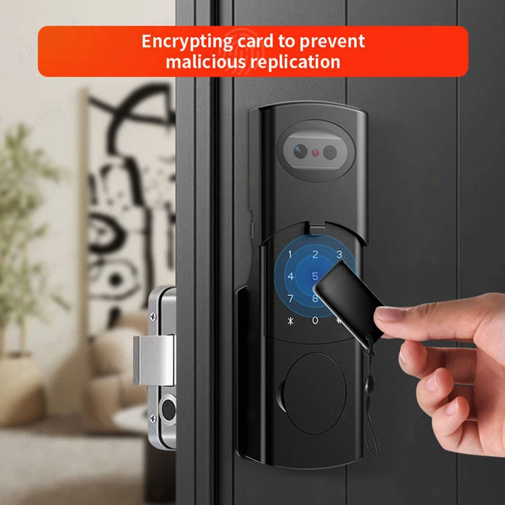 Tuya Wifi Video Intercom Doorbell Waterproof Double-sided Fingerprint Rim Lock Remote App Electronic Face Recognition Smart Lock