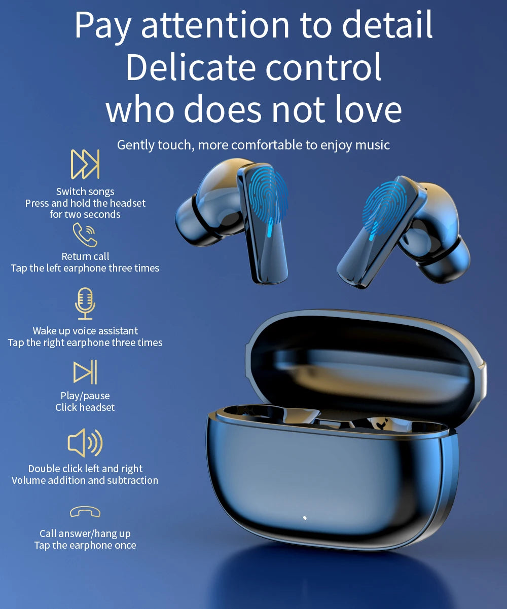Mate50 BT5.3 Touch Control TWS HIFI Stereo Wireless Earphones Easy Pairing ANC ENC Bluetooth Earbuds For Gaming Sports