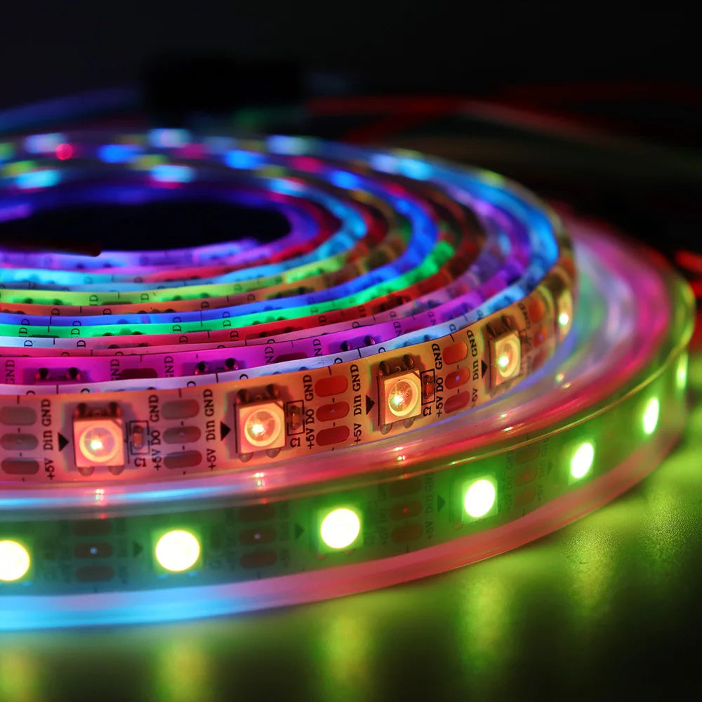 WS2812B WS2811 WS2813 WS2815 30/60/144pixels/leds/m 5050 RGB LED Strip WS2812 Individually Addressable Tape Light DC5V DC12V