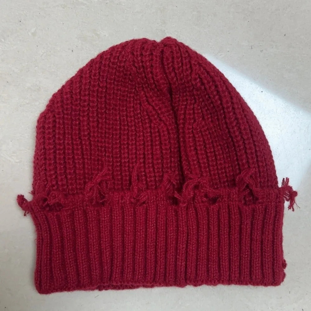 New Fall and Winter Hip Hop Trend Broken Brim Knitted Hat Woman Man Green Grey Black White Hole Cap Warm Hat Bonnets Fall