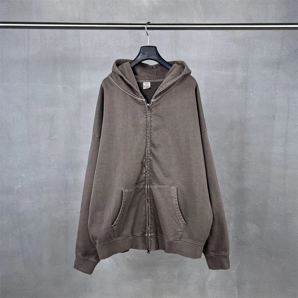 ZODF 2025 Autumn Men Heavy Weight 480gsm Hoodies Unisex Retro Washed Terry Cotton Distressed Hooded Coats HY1110