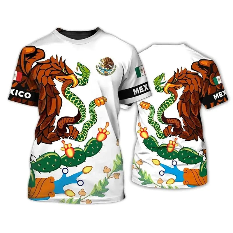 Mexico T-Shirts Mexican Flag 3D Print Streetwear Men Women Casual Fashion Oversized Short Sleeve T Shirt Male Tees Tops Clothing