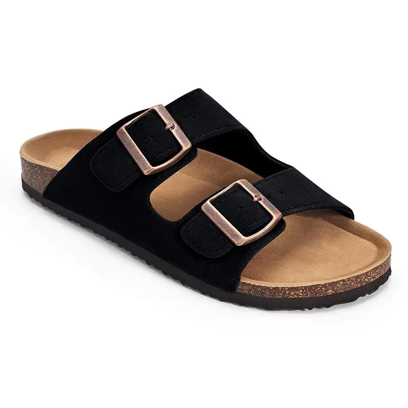 Crestar Womens Mens Sandals Fashion Adjustable Buckle Cork Footbed Slides Outdoor Beach Sliipers with Comfortable Arch Support