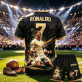 CR7 Ronaldo No.7 Theme Soccer Outfit Adult Children 3D Print Jersey Shorts Two Piece Sports Suit For Fans parent-child Clothing
