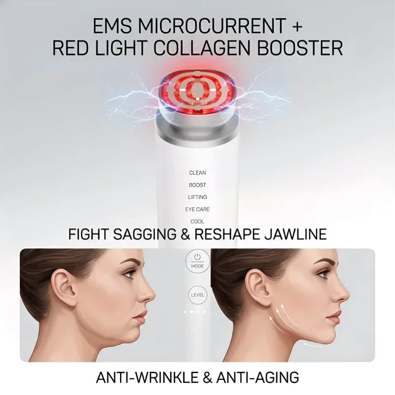 Home Use Collagen Tightening Beauty Device EMS Red Light 5 Modes Anti-Aging Eye Care Portable Sensitive Skin Friendly