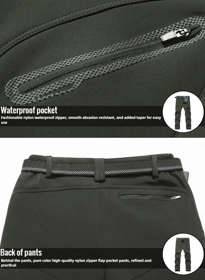 2026 Big Size Waterproof Pants Men Soft Shell Fleece Warm Trousers Male Outdoor Plus Large 9XL 4XL 8XL Work Winter Autumn Black