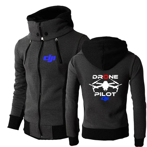 2025 Spring And Autumn Man's Handsome Versatile Hooded Coat Dji Drone Pilot Logo Print Leisure Fashion Zipper Coat Slim Jacket