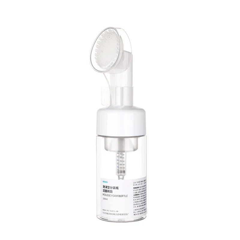Facial Cleanser Foaming Bottle Mini Foaming Soap Dispenser With Clean Brush Head For Home Outdoor,Transparent Foam Bottle