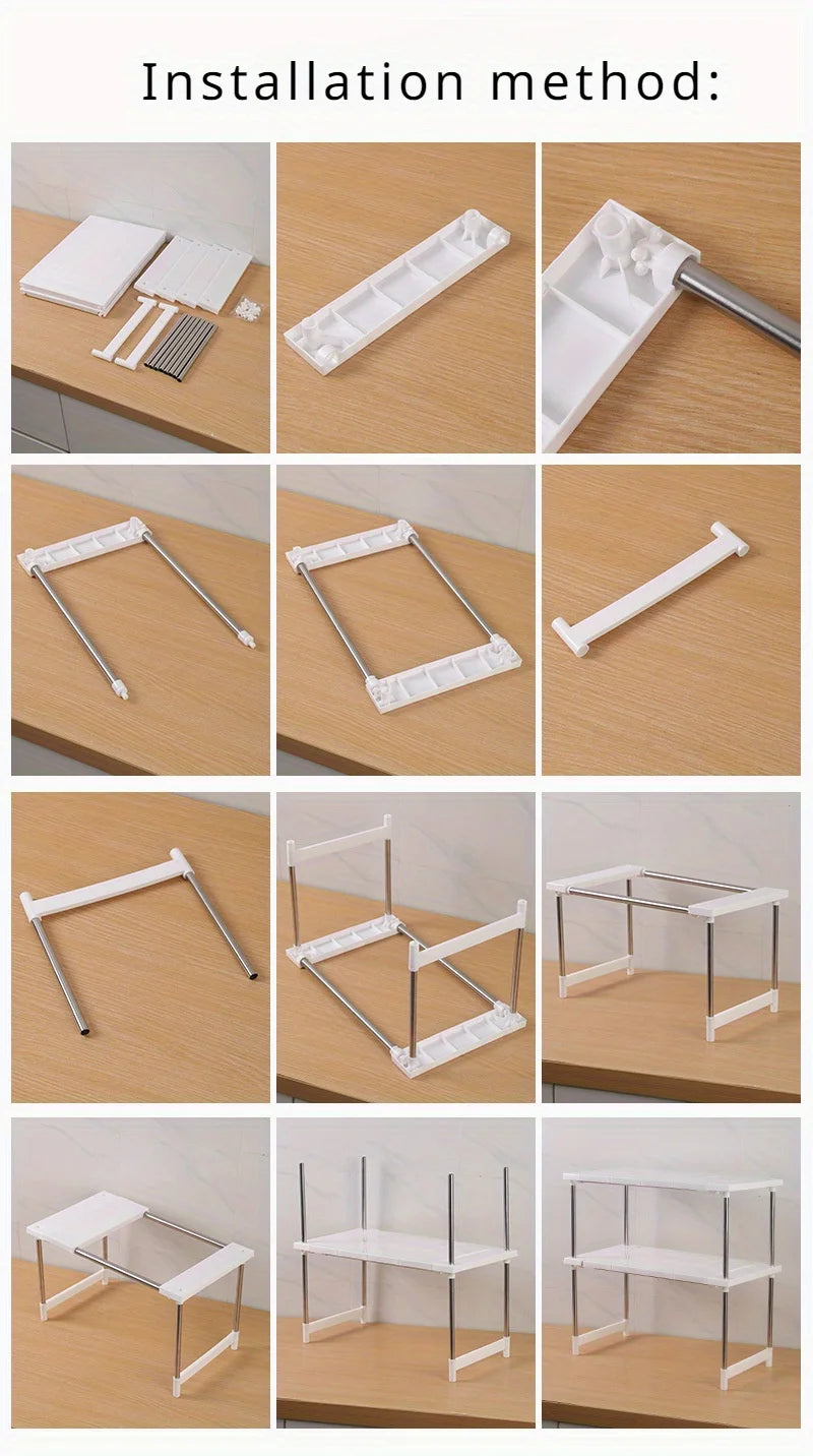 Kitchen Counter Shelves, Cabinet organizers and Storage, Pantry Storage Shelf Organizer, Kitchen Cabinet Organizer, White