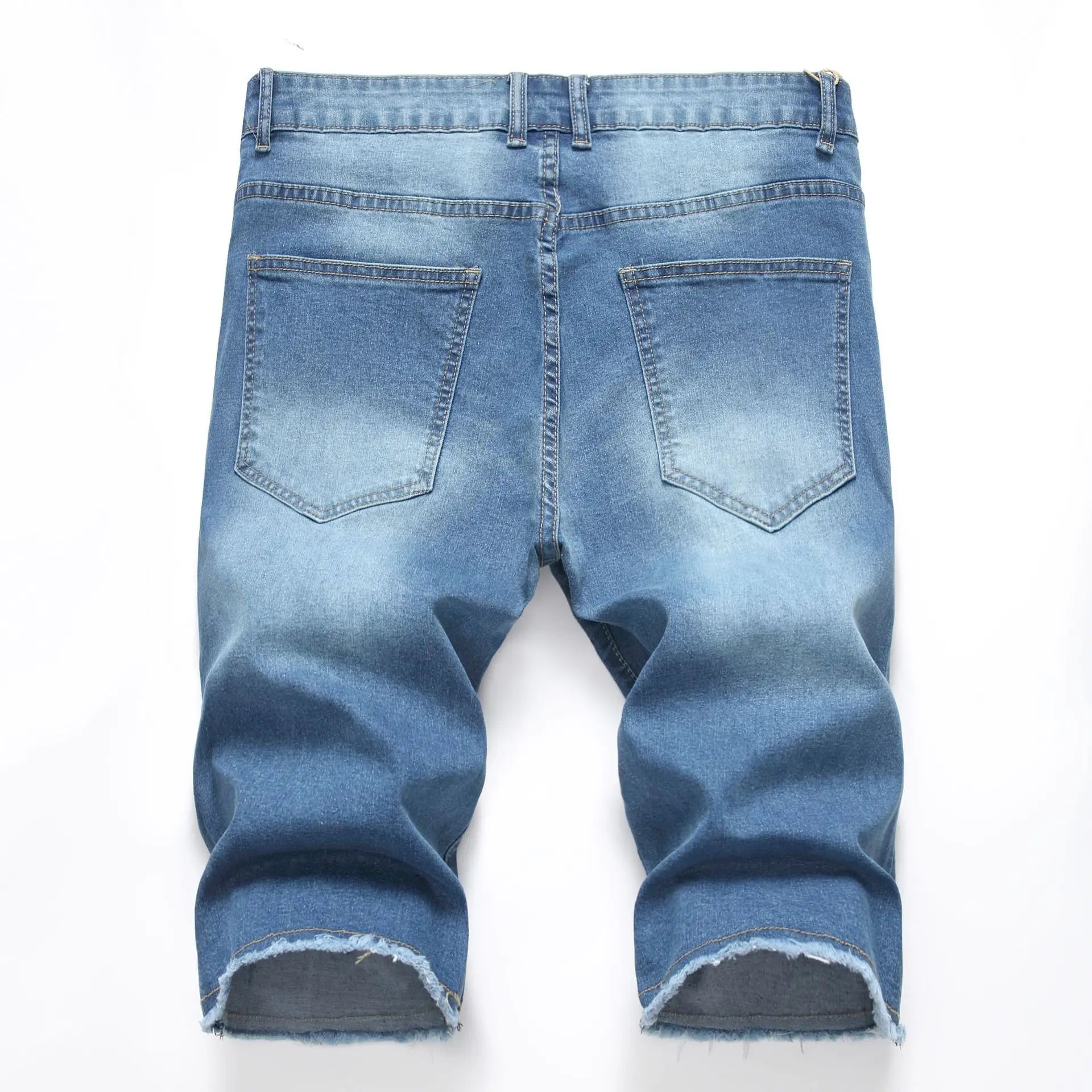2026 New Denim Shorts for Men Fashion Casual Stretch Straight Short Jeans Men Summer Trend Holes Slim Fit Cowboy Short Trousers