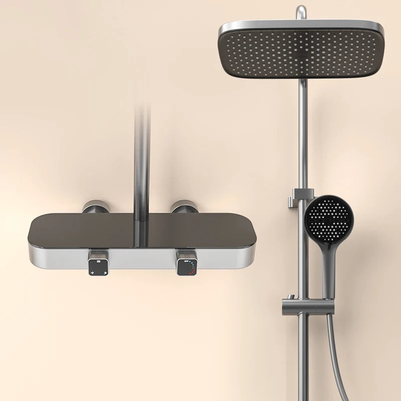Newly Hot Cold Piano Bathroom Shower Set Quality Brass Bathroom Faucet Accessories Rain Shower Head Piano Bath Shower System