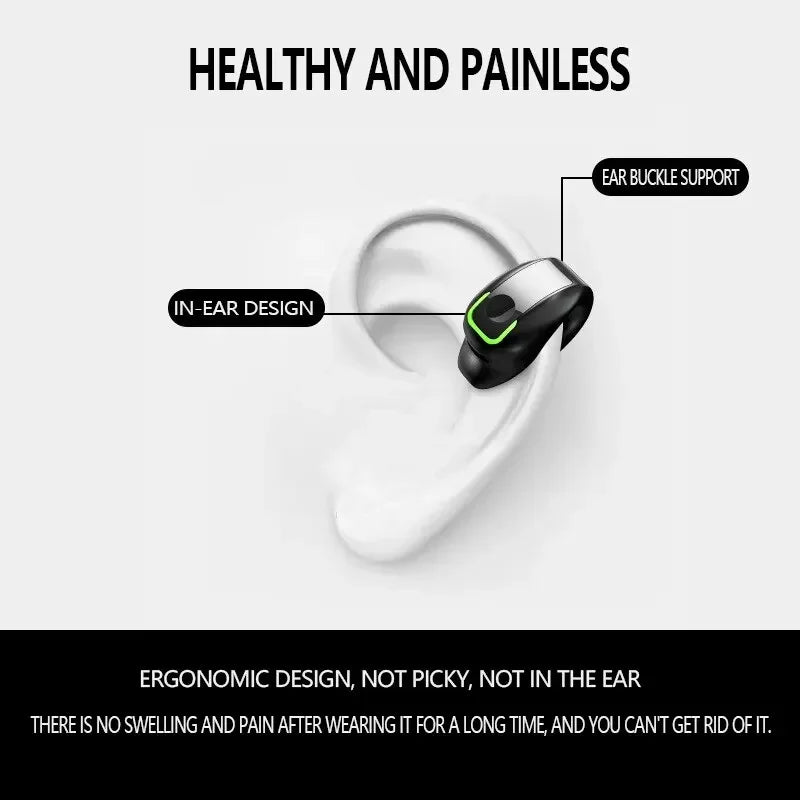 STTKGZD Earphone Clip Wireless Bluetooth Headphone Bone Conduction Headset High Quality TWS Auriculares Sport Noise Canceling