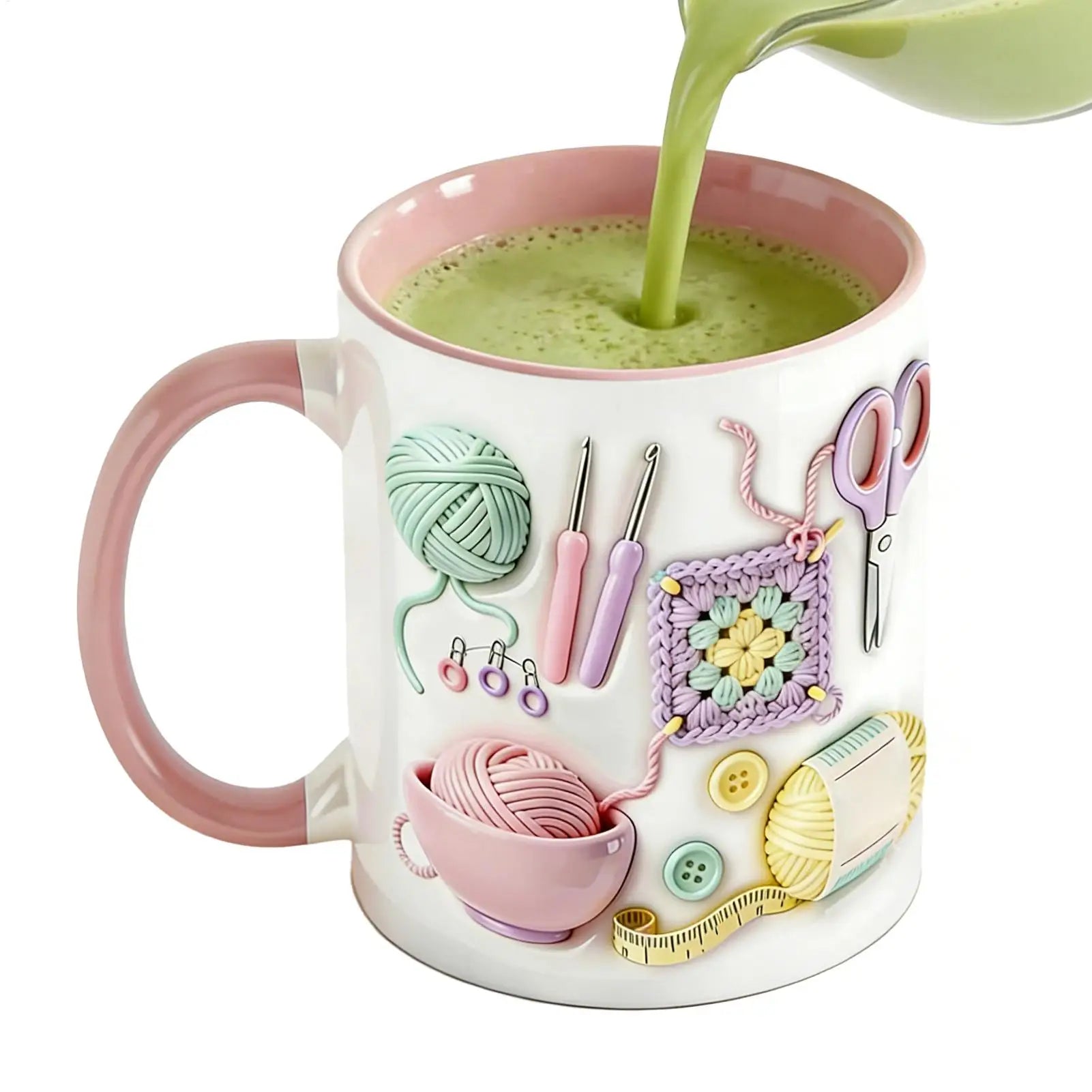 Funny Coffee Mug 330ml Crochet Ceramic Drinkware Novelty Drinking creativity Cups Crochet theme For Adults Yarn Lovers
