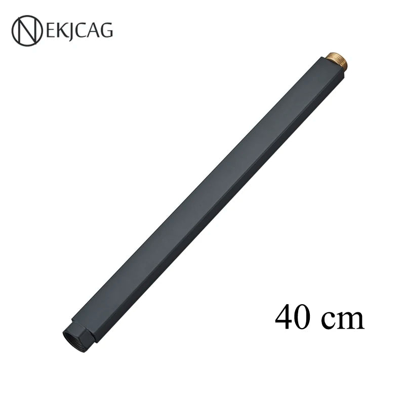 Square Extension Tube Bathroom Shower Faucet Extra Extend Tube Black Golden White Chrome 40/50CM Universal Interface Extend Pipe