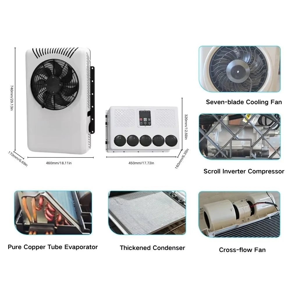 TRYLEN/OEM L-109 12V Universal Auto Car & Truck Air Conditioner-1800-2200W Cooling Capacity 960W Power New
