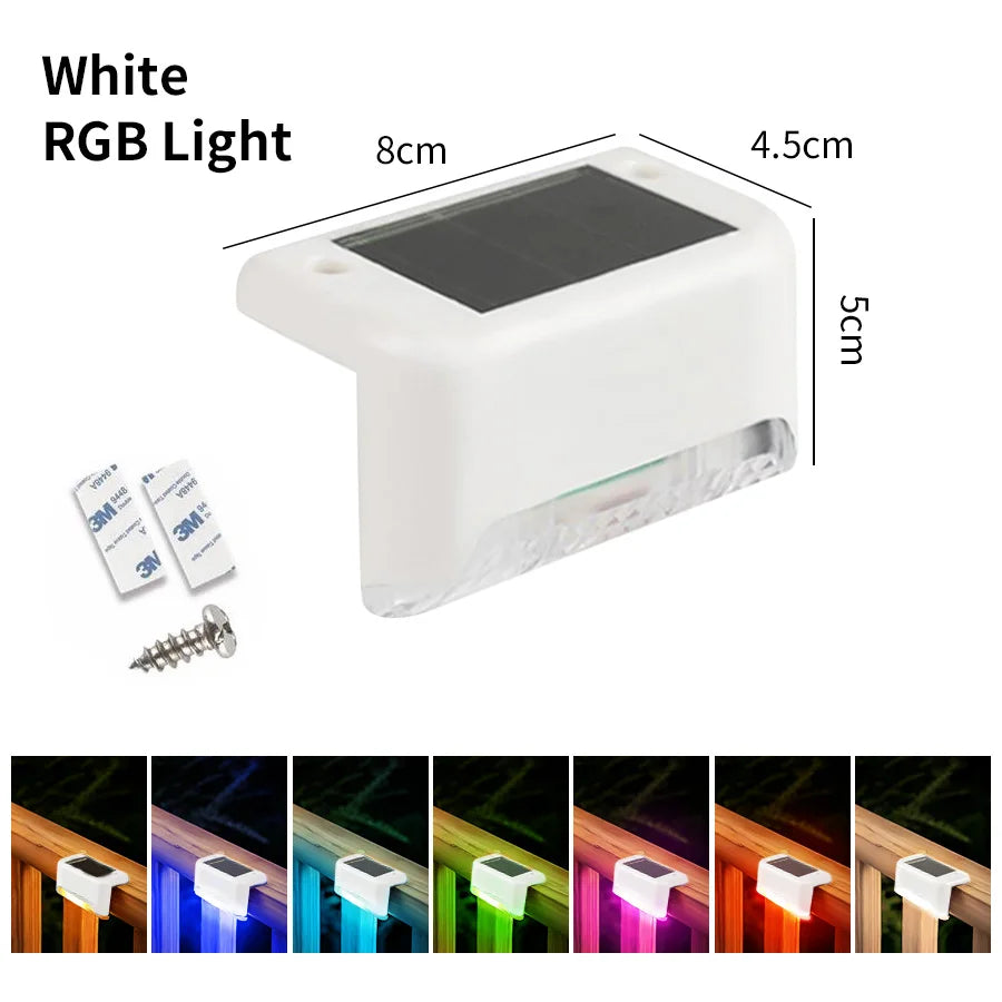LED Solar Staircase Light Waterproof Passage Patio Courtyard Guardrail Step Lamp for Outdoor Garden Borders Terrace Fence Light
