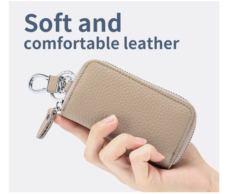 Key Case Multifunctional Zipper Men's Household Key Case Universal Car Keybag Women Leather Organizer Keychain Wallet 10 Color