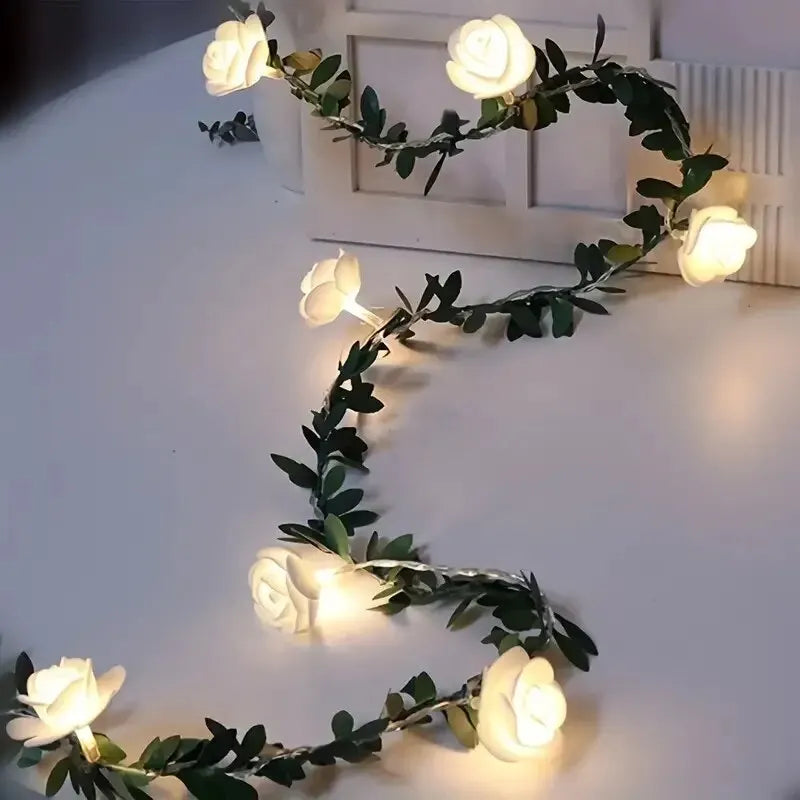 1PC 10 LED Rose Flower String Lights Battery Powered Flower Rose Night Lamp For Wedding Valentines Day Party Garland Decoration