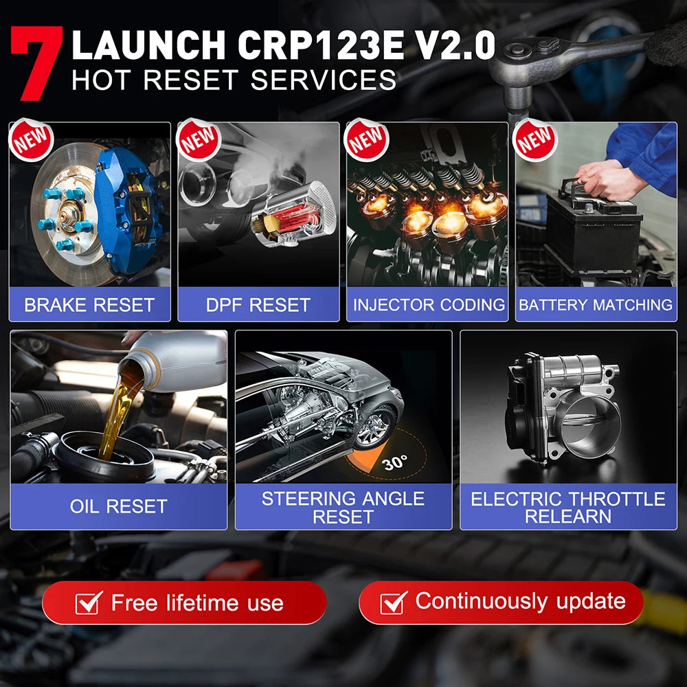[Lifetime Free Update] 2026 LAUNCH X431 CRP123E V3.0 Car Diagnostic Tools ABS SRS AT ENG OBD2 Scanner Full OBD2 Functions