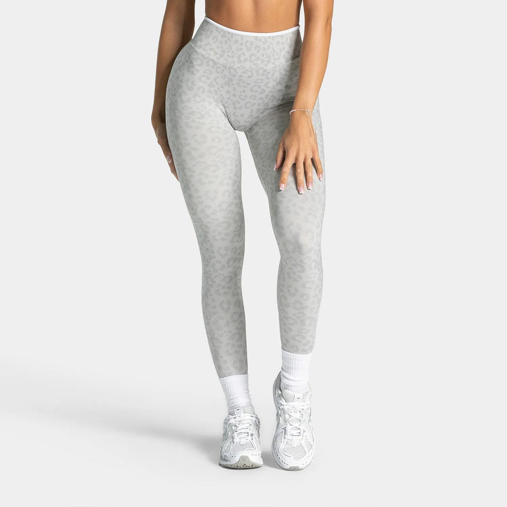 NO LOGO Women leopard print yoga fitness suit, contrasting edge sports bra high waisted leggings running cycling headband
