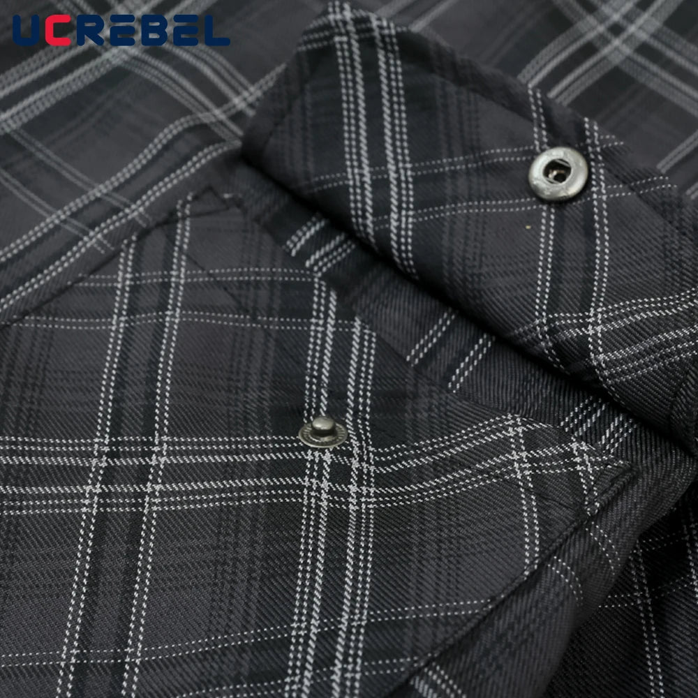 Chicano Safari Short Sleeve Shirt Mens Summer Streetwear Casual Loose Letter Embroidery Lapel Plaid Shirt Man