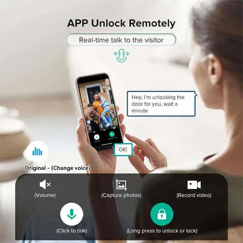 3D Face Recognition Palm Vein Recognition Tuya Automatic Lock With Camera Biometric Fingerprint Password Security Digital Lock