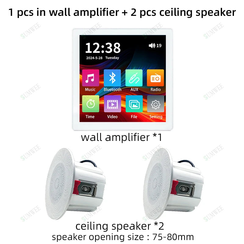 86 type touch screen Home Theater Sound System bluetooths TF AUX audio  in wall power amplifier Fm Radio Background music player