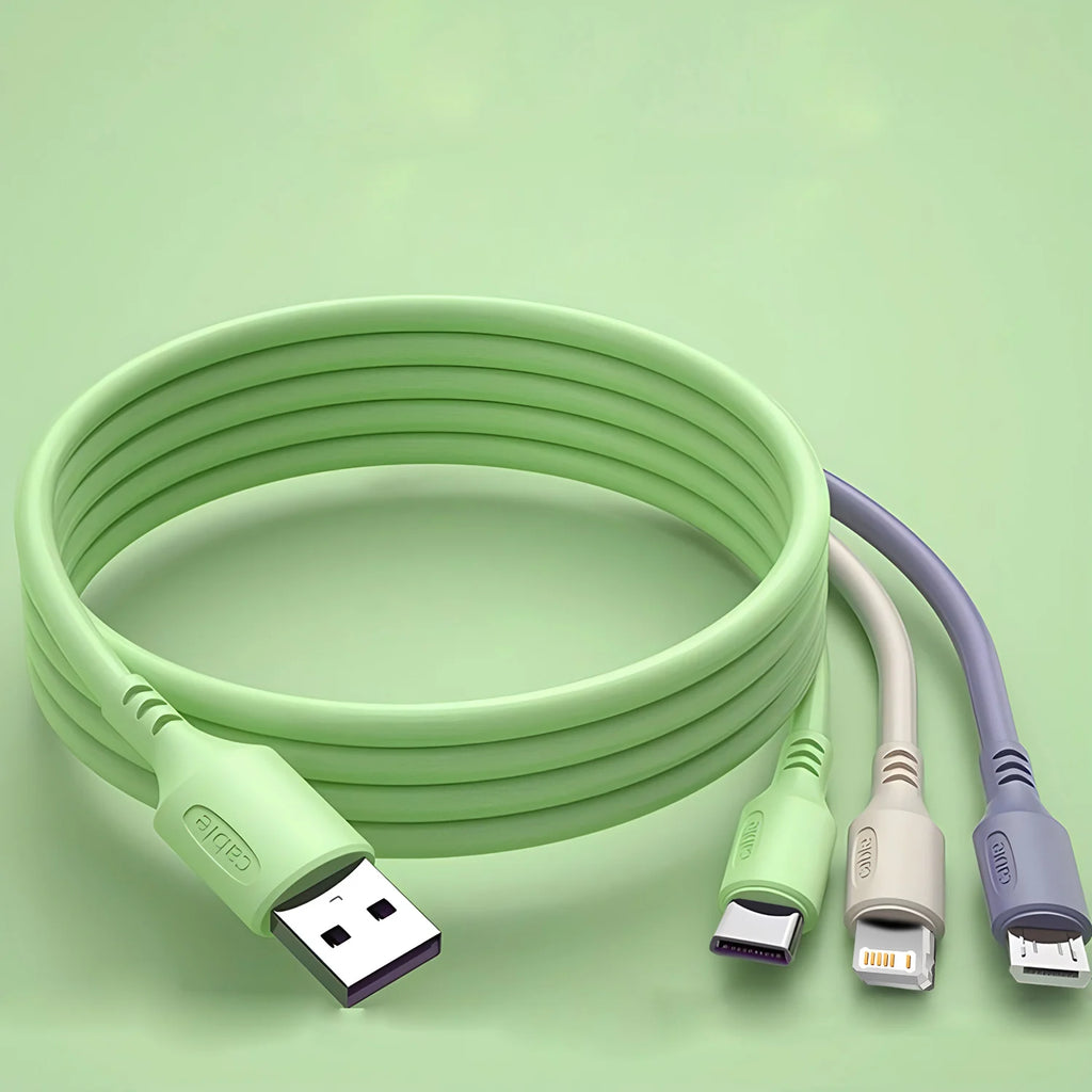 3 In 1 Super Fast Charging Cable For iPhone15 14 13 12 11 X Pro Max Micro USB Type-C Phone Charger USBC Data Cable