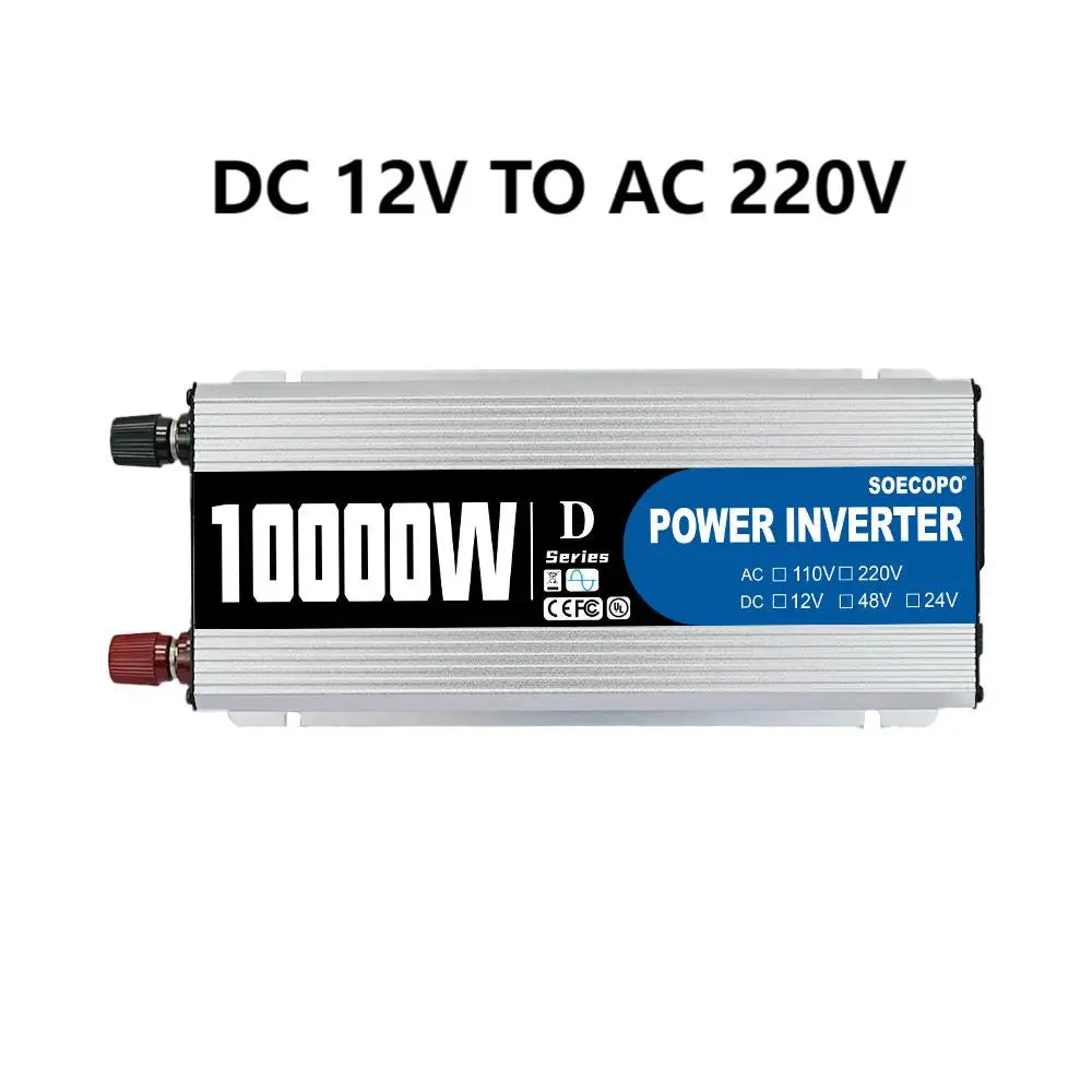 10000W Inverter 12v24v48V DC to 220VAC for Microwave/Drill/Medical Equipment Overload Alarm Construction/Truck/Farm Off-Grid Use