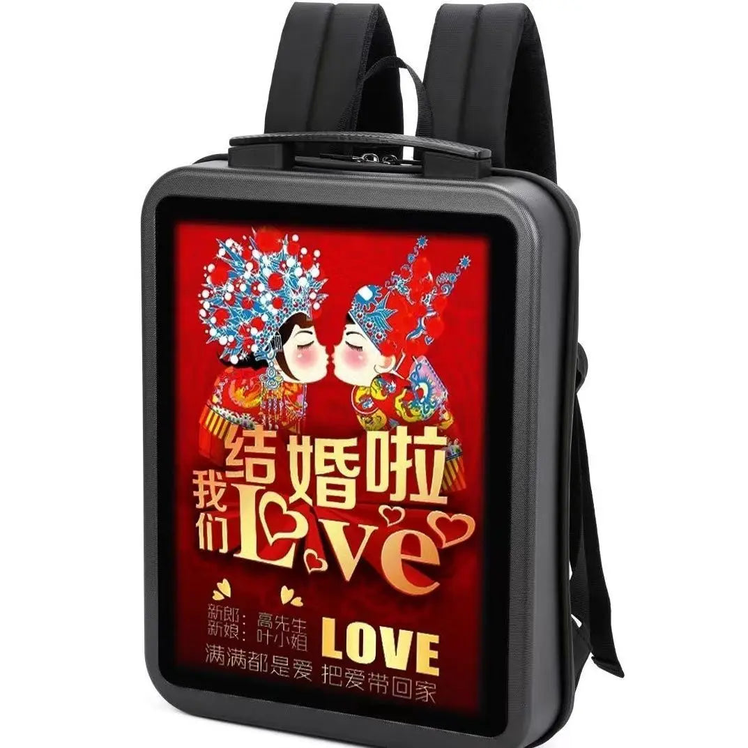 15.4-inch LCD Advertising Machine Backpack, All-LCD Screen with Video & Imagewith Android system Play, Outdoor Marketing Device