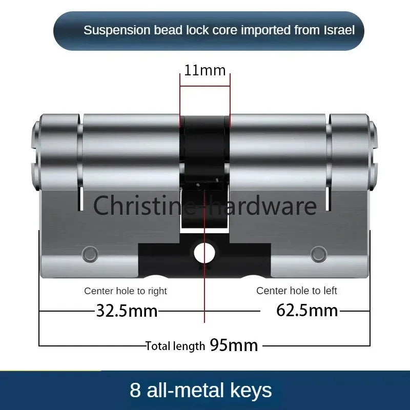 65-130MM High Quality European Standard Lock Cylinder,Super C-Level Anti-Theft Door Lock Cylinder,Household Copper Lock 8 Keys