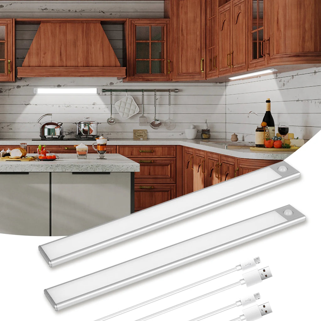 Cabinet Lights Motion Sensor LED Wireless USB Under Ultra Thin Night Light For Kitchen Cabinet Bedroom Wardrobe Indoor Lighting