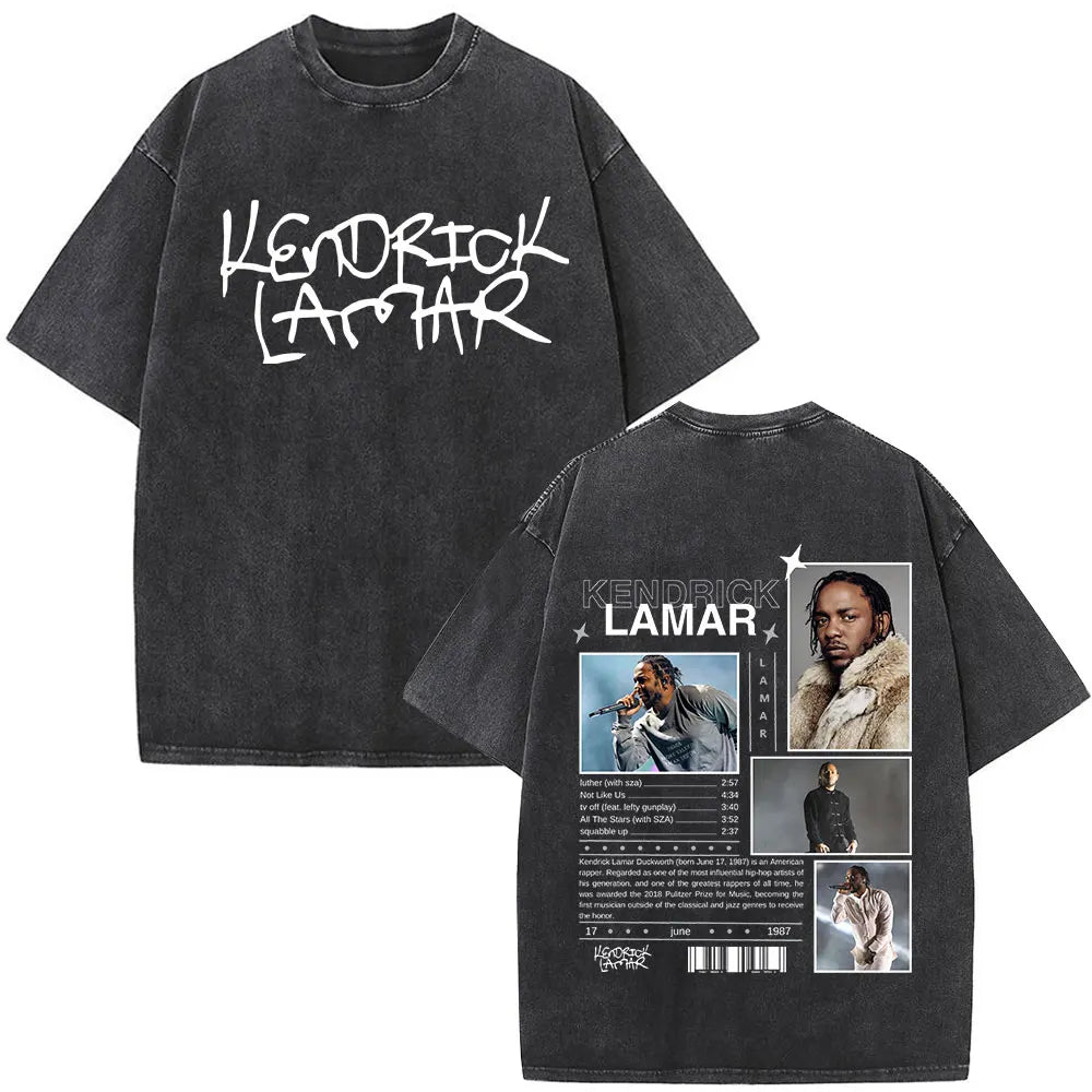 Kendrick Lamar To Pimp A Butterfly Graphic Vintage Washed T-shirts Men Fashion Hip Hop Retro Short Sleeve T Shirt Streetwear