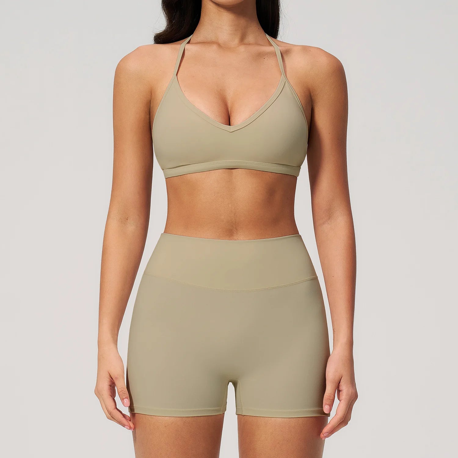 2 Pieces Yoga Set Women Tracksuit Backless Halter Tops High Waist Shorts Gym Suits Fitness Sportswear Workout Sets Athletic Wear