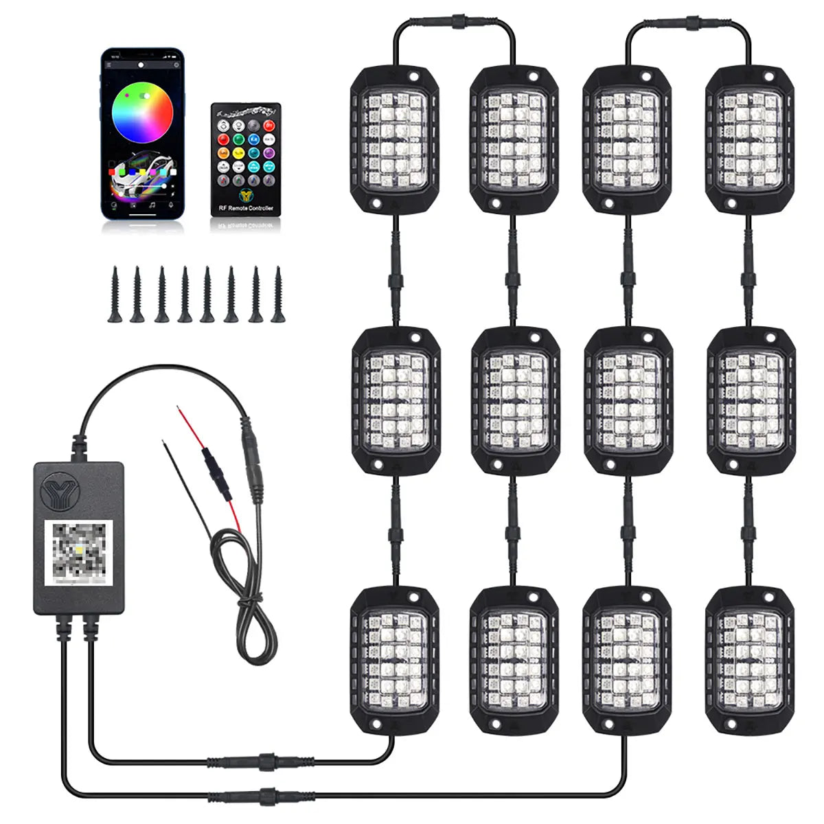 4/8/12PCS RGB Neon LED Rock Light 3D Lens Car Underglow Chassis Light Universal For Jeep Truck SUV ATV UTV Decorative Accessorie