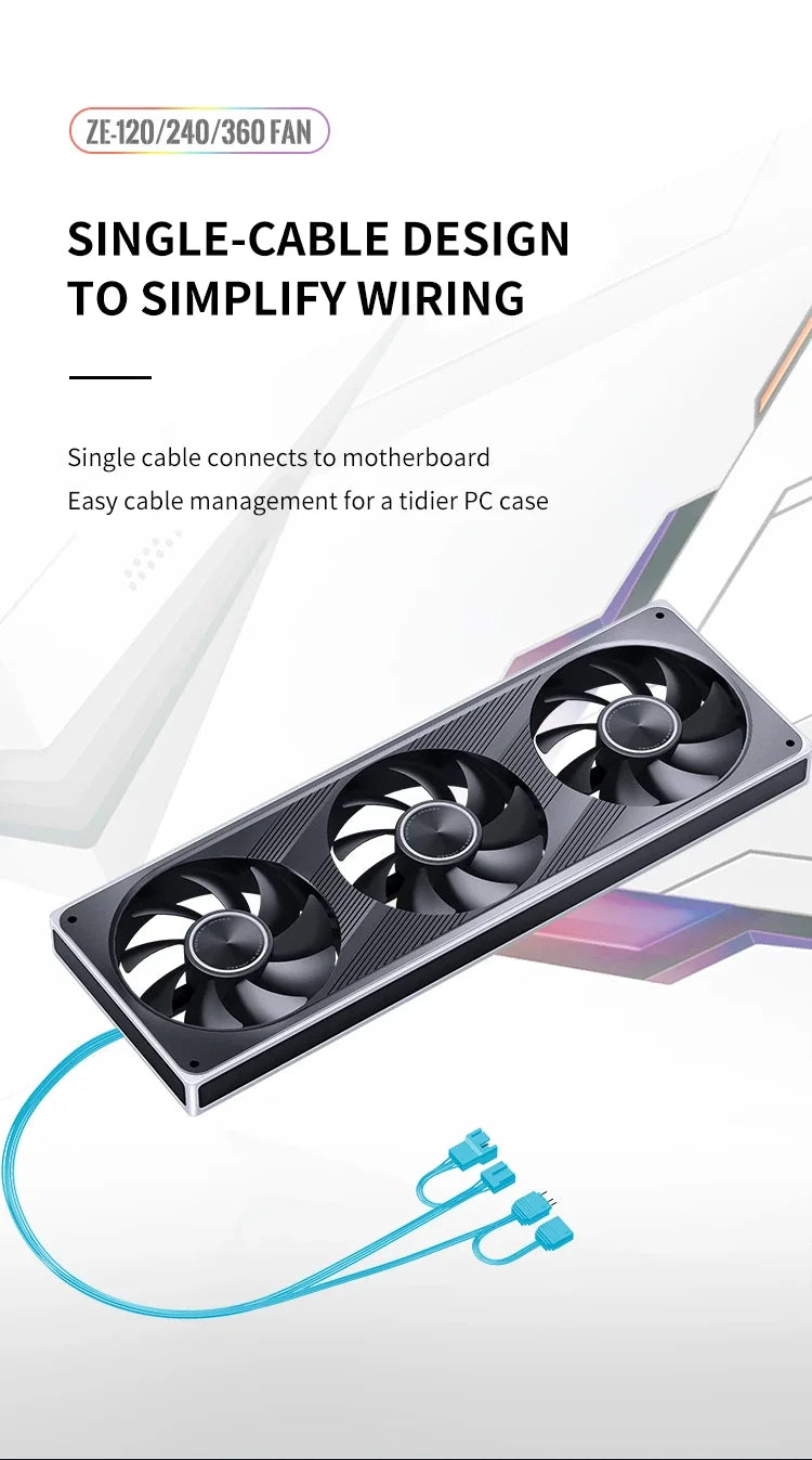JONSBO ZE-120/240/360 120mm ARGB Case Fan, Infinity Mirror RGB, PWM Fan, MB Sync, Aluminum CD Pattern Hub Badge