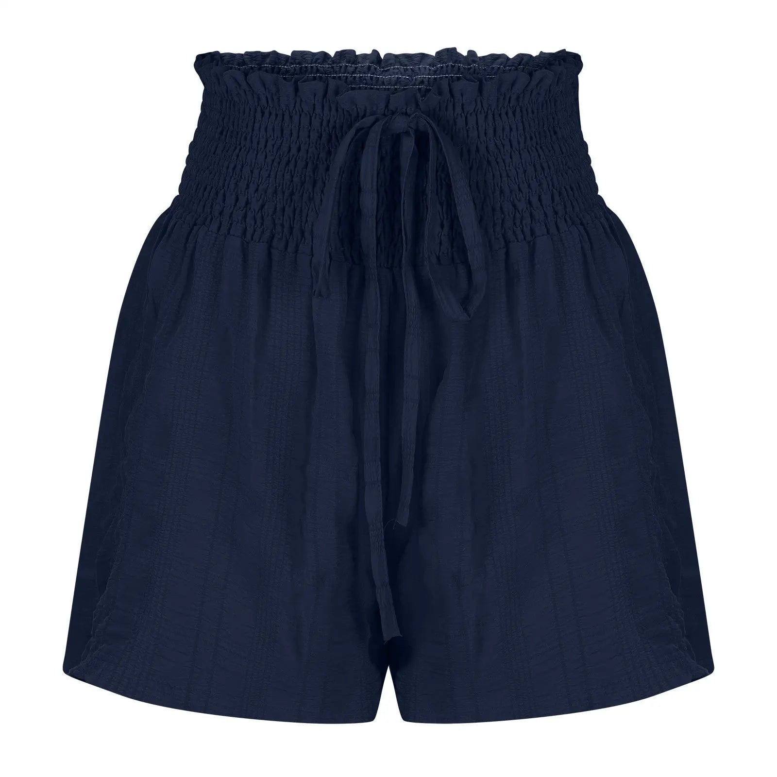 Women Casual High Waist Shorts Skirt Smocked Elastic Drawstring A-Line Flowy Short Skirt Pants Summer Solid Color Beach Skorts