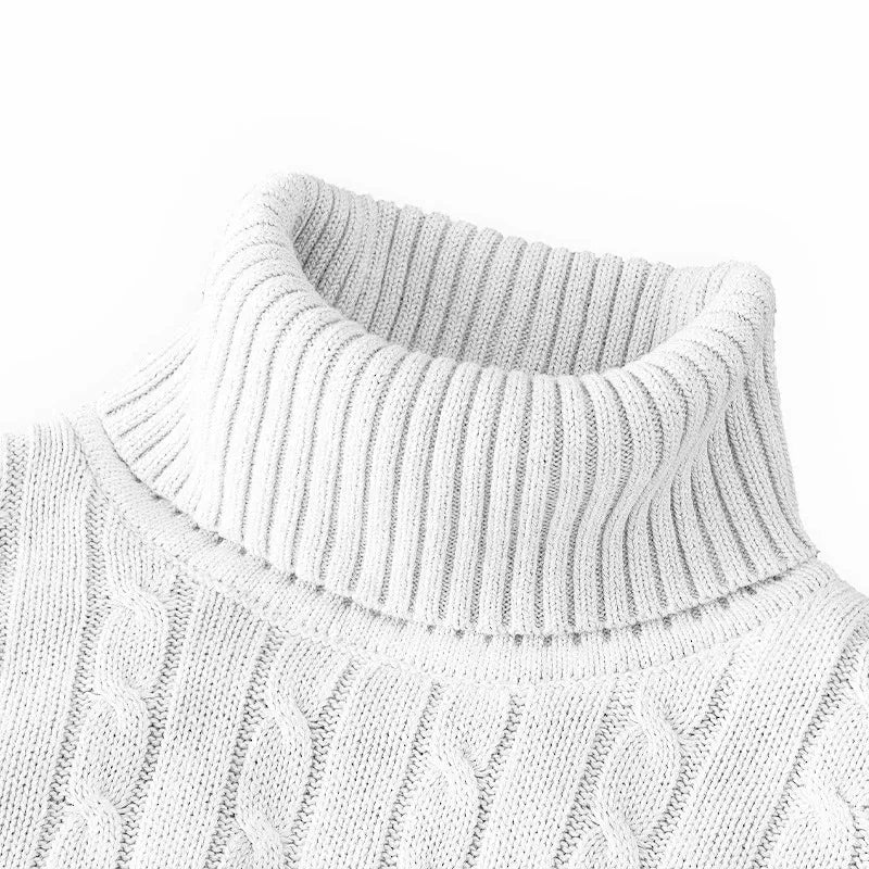 Outdoor Men's Long Sleeve Knitted Sweaters Slim Fit Turtleneck Sweater Casual Pullover Sweater Winter Basic Heavyweight Top
