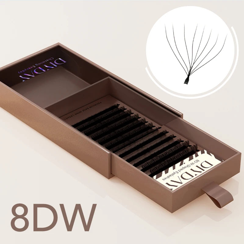 DIYDAY 3D W Lashes Extension 6D W Shaped Bloom Premade Eyelash Fans C D Curl Natural False Eyelashes for Extension Makeup
