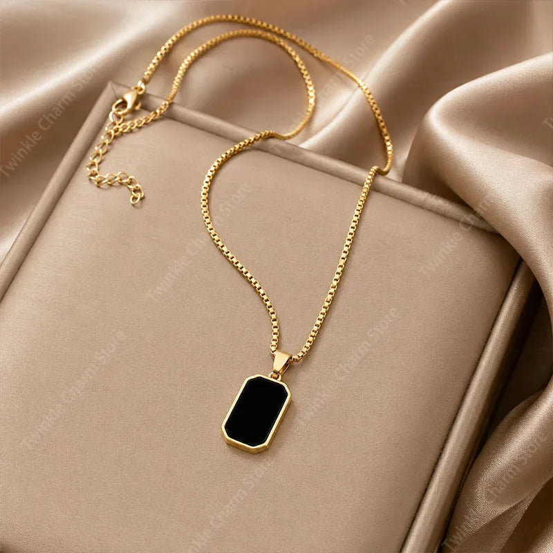 Necklaces Exquisite Minimalist Square Pendant Choker Chains Fashion Necklace For Women Jewelry Party Gifts Подвеска На Шею