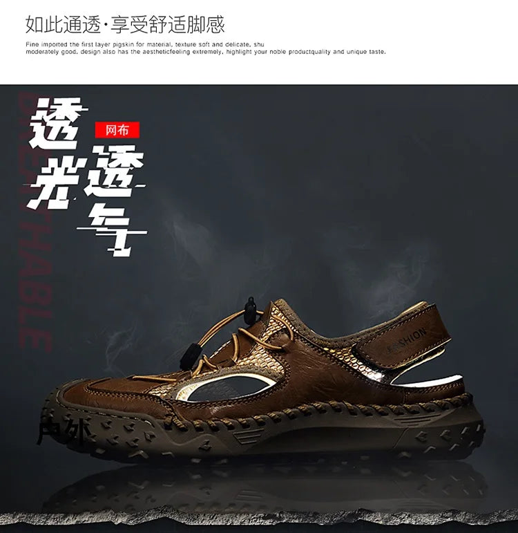 Summer Men Sandals Genuine Leather Mens Casual Shoes Outdoor Men Leather Sandals for Men Beach Shoes Roman mens Shoes