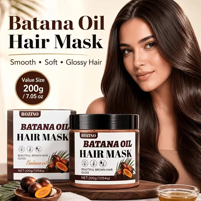 ROZINO Batana Oil Hair Mask 200g, Moisturizing Hair Conditioner for Dry Frizzy Hair, Nourishing Hair Treatment Mask for Smooth Shiny Hair, Deep Conditioning Hair Care, Easy to Use at Home